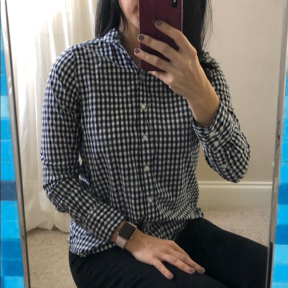 J. Crew blue checkered button down